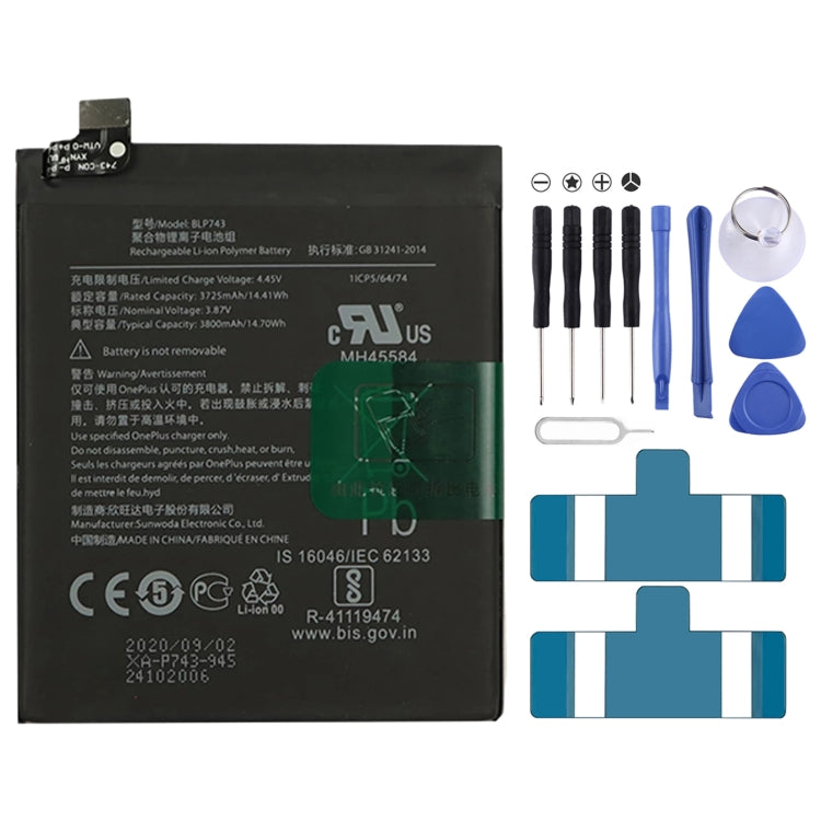 Batteria ai polimeri di litio OnePlus 7T BLP743 da 3800 mAh, For OnePlus 7T Batteria ai polimeri di litio OnePlus 7T BLP743 da 3800 mAh, For OnePlus 7T